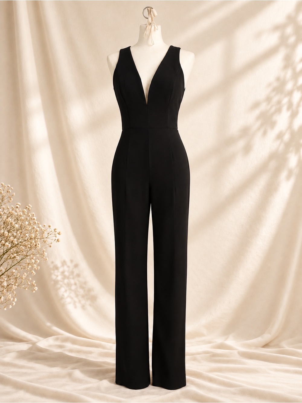 Fashion Nova Black Open-Back Jumpsuit